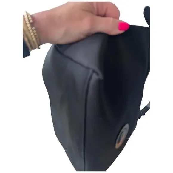 DOONEY & BOURKE Erica Nylon Large Black Shoulder Bag Leather Trim Italy *READ* - Picture 9 of 15